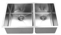 Undermount 32" Double Bowl Square Radius Corners Stainless Steel Sink - AST3219-BL RC